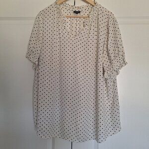 💙 Talbots Lightweight Polkadot Blouse Size 3X Preppy Festive Casual Cottage